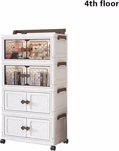KORVIXA Large Folding and Stackable Storage Box Cabinet in White