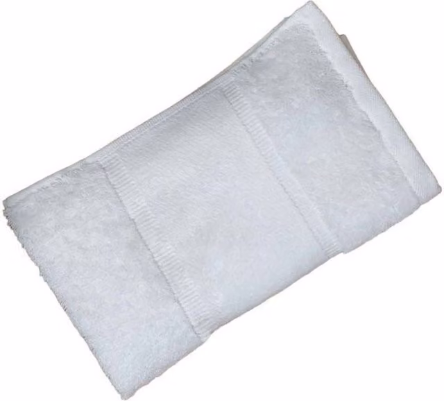Towel City White Cotton Terrycloth Guest Towel with Border and Hanging Loop