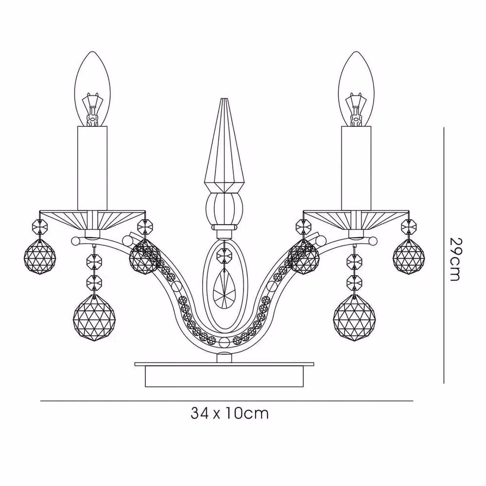 Netlighting Tara 2 Light Table Lamp in Black and Chrome with Crystal – 3