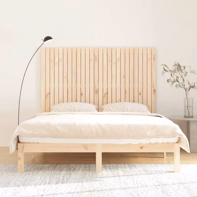 Berkfield Home Solid Wood Pine Wall Headboard in Natural, W: 166 cm, D: 3 cm, H: 110 cm