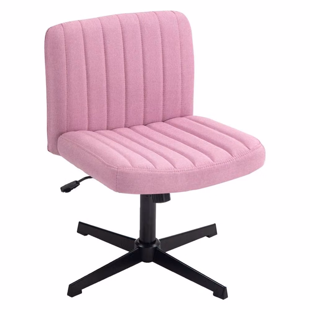 Hinsinc Pink Armless Fabric Task Chair with Padded Seat and 360 Degree Swivel – 2