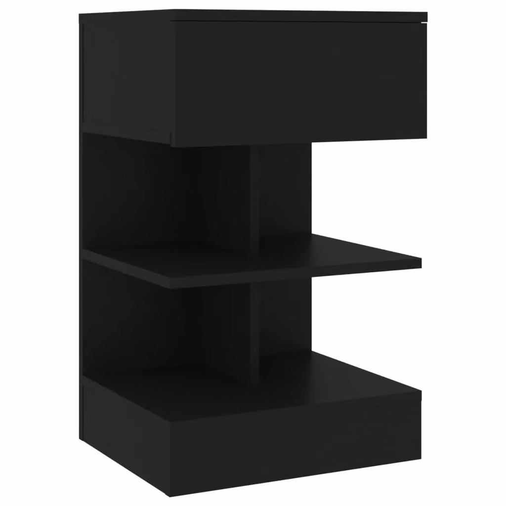 Berkfield Home Modern Black Bedside Cabinet in Engineered Wood W/D/H: 40 x 35 x 65 cm – 2