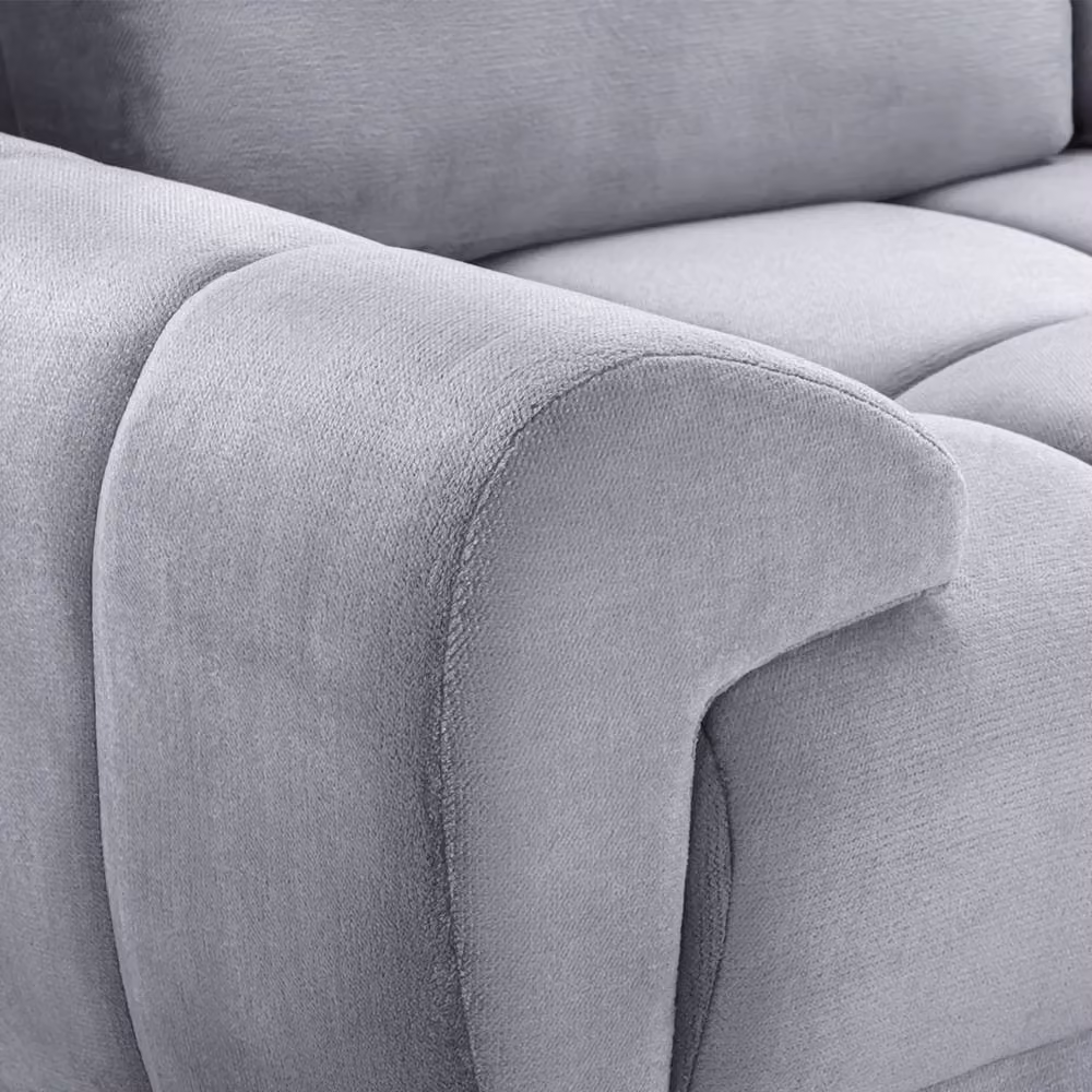 Furnishings For Less UK Zura Grey Fabric Large U-Shaped 4-5 Seater Sofa with Wooden Legs – 2