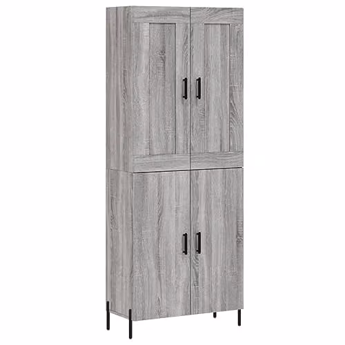 vidaXL Modern Grey Sonoma Highboard with Hinged Doors and Internal Shelves, W/D/H: 69.5 x 34 x 180 cm – 1