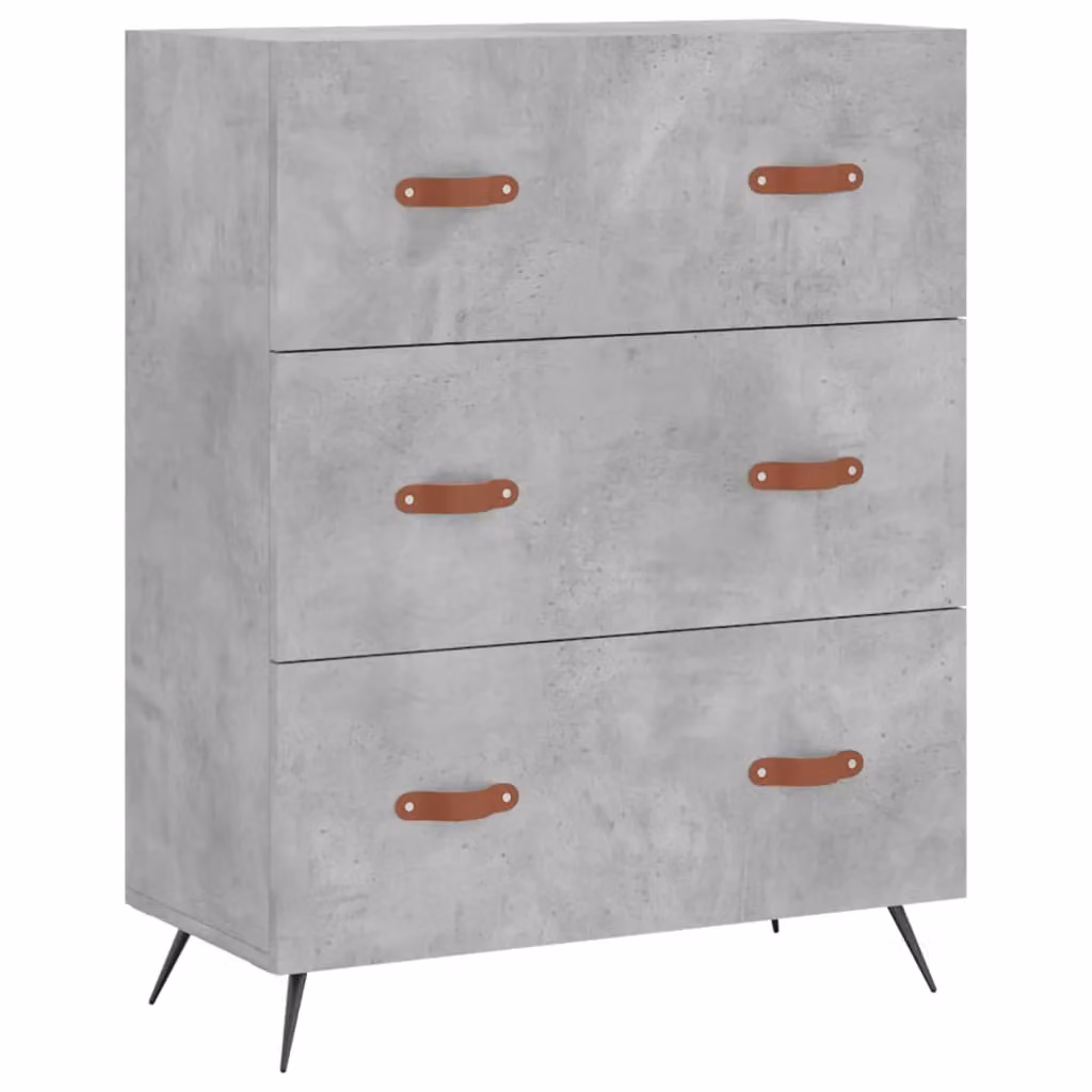 Berkfield Home Chest of Drawers in Concrete Grey, W: 69.5 cm, D: 34 cm, H: 90 cm – 2