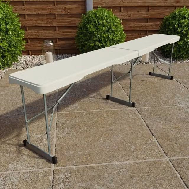Home Discount Home Vida Folding Bench in White, W/D/H: 180 x 44 x 28 cm