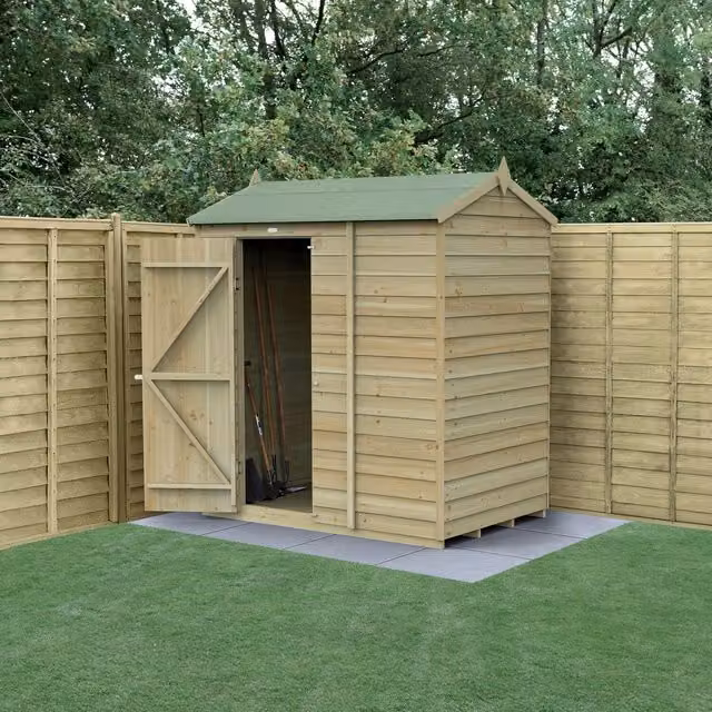 Forest Garden 4LIFE Reverse Apex Lean-to Wooden Shed with Double Doors and Floor