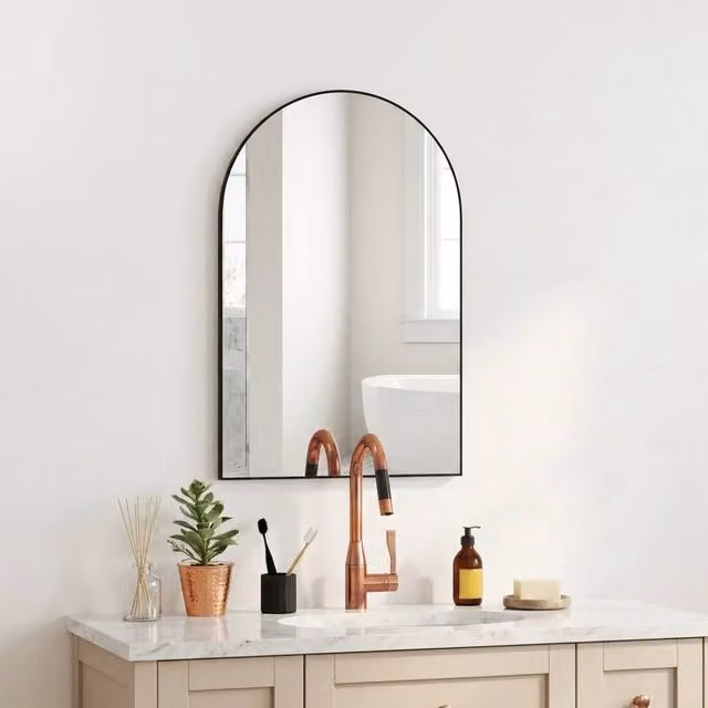 STILVORA Modern Arched Wall Mirror in Black, W: 50 cm, H: 70 cm – 1