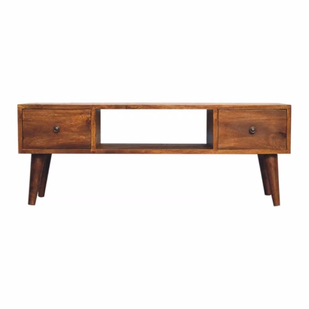 Wyld Haus Merano Mango Wood Coffee Table in Brown with 2 Drawers and Shelf – 2