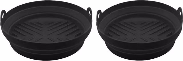 Tower Set of 2 Round Non-Stick Black Silicone Foldable Trays