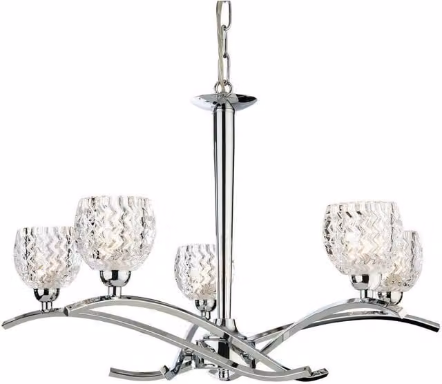 Firstlight Maple 5 Light Chrome Chandelier with Moulded Clear Glass and G9 Bulbs