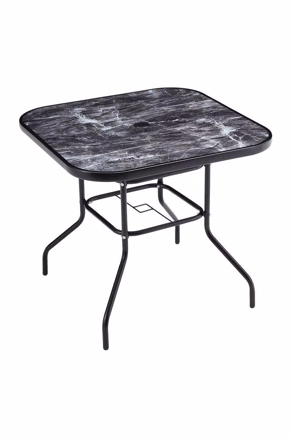 Garden Sanctuary 4-Seater Outdoor Dining Table Set with Tempered Glass and Rattan in Black and Multicolour – 3