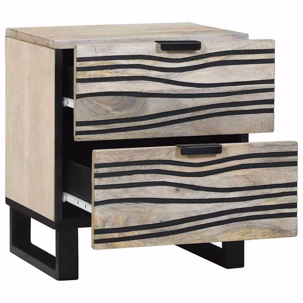 Berkfield Home Stylish Bedside Table with Drawer in White and Black, W/D/H: 40 x 33.5 x 46 cm – 3