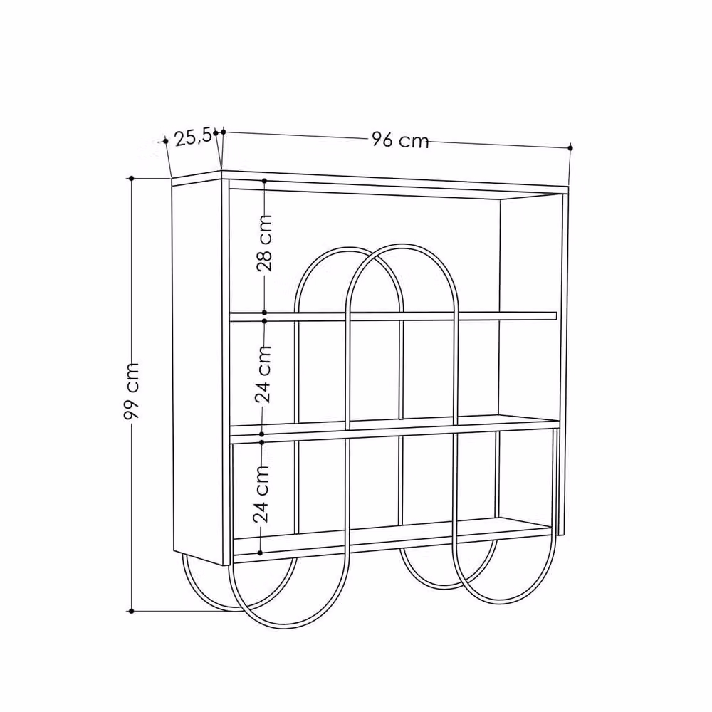 CALICOSY Norfolk Console Table with 4 Shelves, White, Width: 123 cm – 2