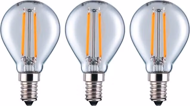 Eurolec P45 Clear Mini Globe E14 LED Dimmable Filament Light Bulb Pack of 3, Warm White