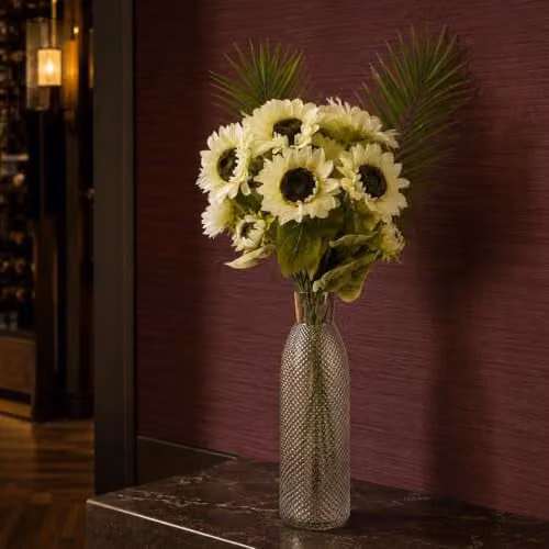 Leaf Design UK White Artificial Sunflower Arrangement with Glass Vase – 2