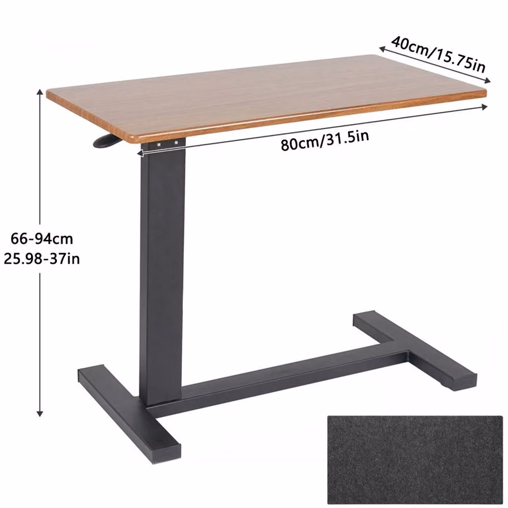 SPETLEK Medical Overbed Bedside Table with Adjustable Height and Castors, Brown – 2
