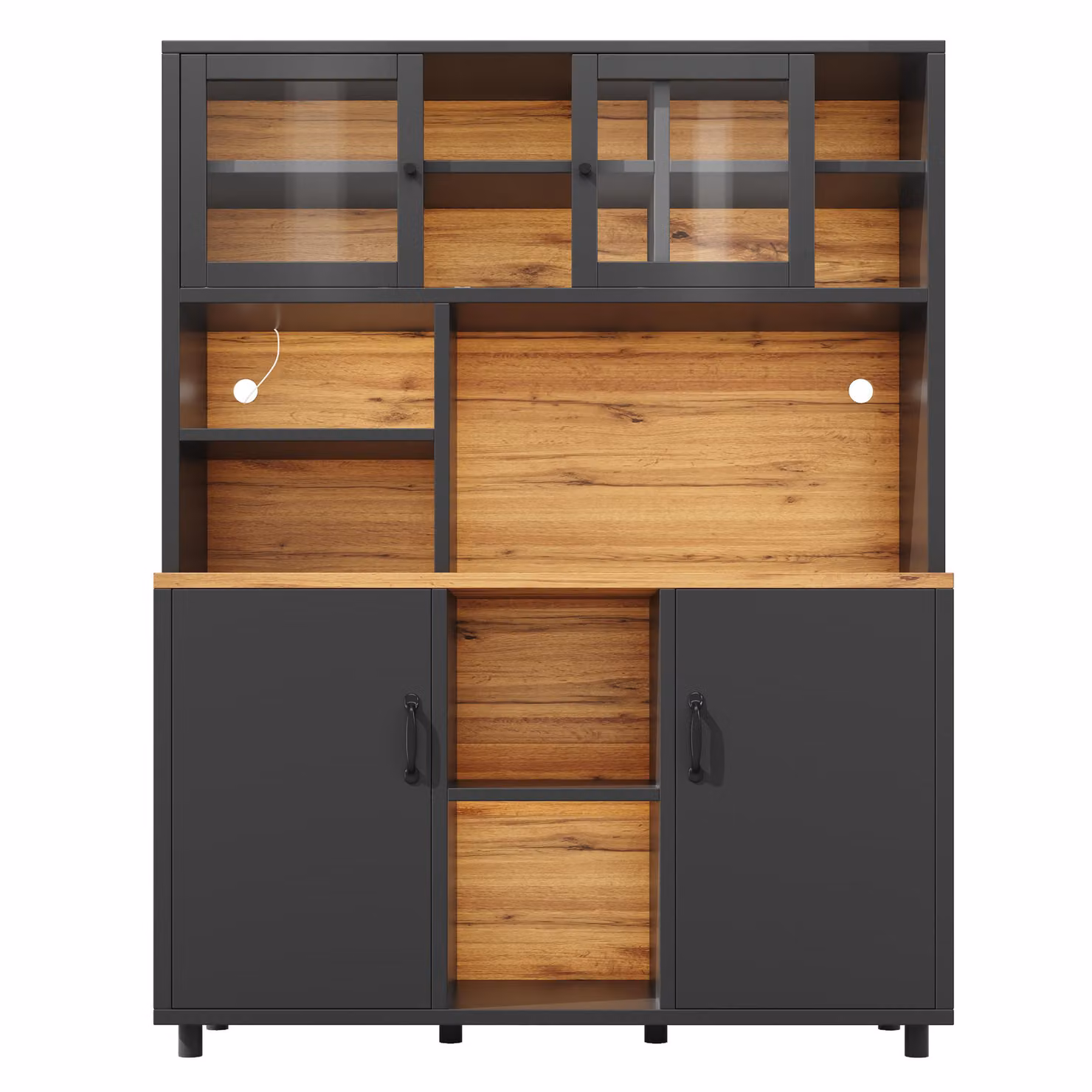 Aosom UK Retro Tall Multi-Purpose Storage Cabinet with App-Controlled LED Lighting and Glass Doors, Black, W: 40 cm, D: 40 cm, H: 185 cm – 2