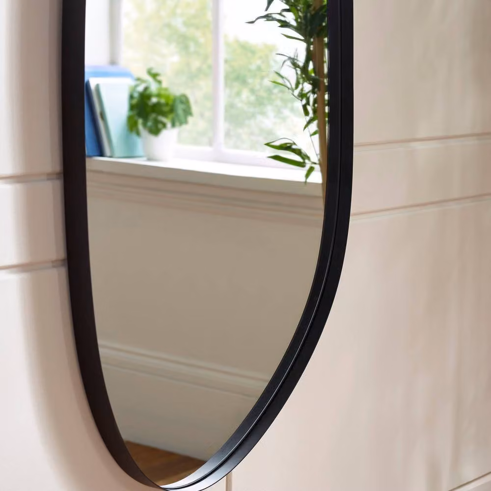 Cheshire Oblique Modern Black Metal Wall Mirror, 95 cm – 5
