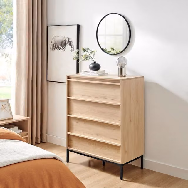 FurnitureboxUK Svit Chest of 4 Drawers in Oak Brown