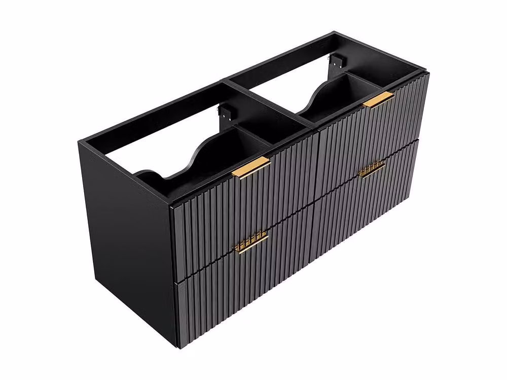 Vente-unique ZEVARA Black Ribbed Vanity Unit, W: 120 cm, D: 46 cm, H: 57 cm – 3