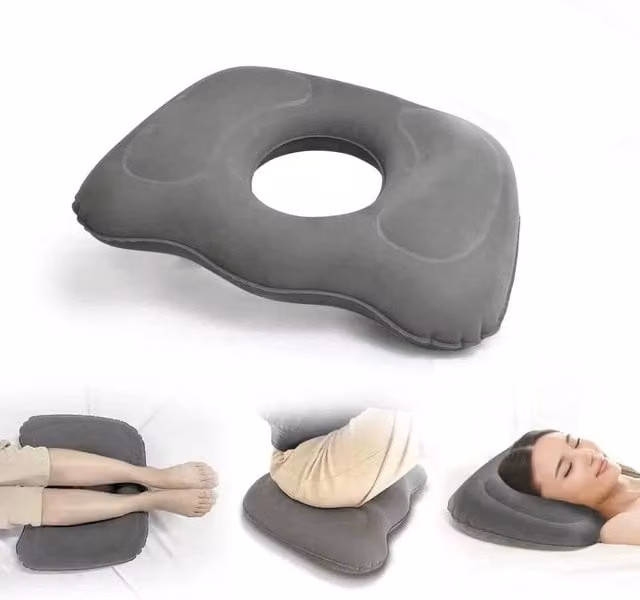 VOGREX Inflatable Hemorrhoid Donut Cushion and Coccyx Support Pillow in Grey