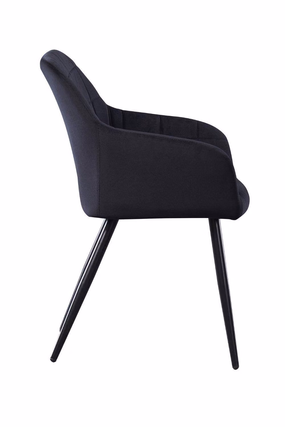 Life Interiors Set of 2 Camden Modern Velvet Dining Chairs with Armrests and Black Metal Legs, Black – 3