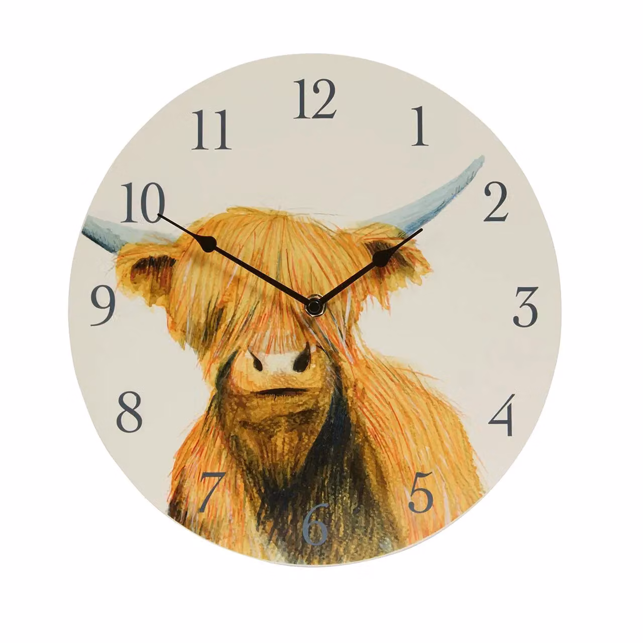 mysmartbuy Highland Cow Round Quartz Wall Clock, Multicolour, Diameter: 30 cm – 2