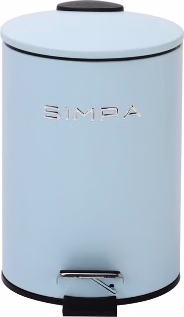 Simpa 3L Slim Soft-Closing Pedal Dustbin in Blue with Removable Inner Bucket and Coated Steel Construction