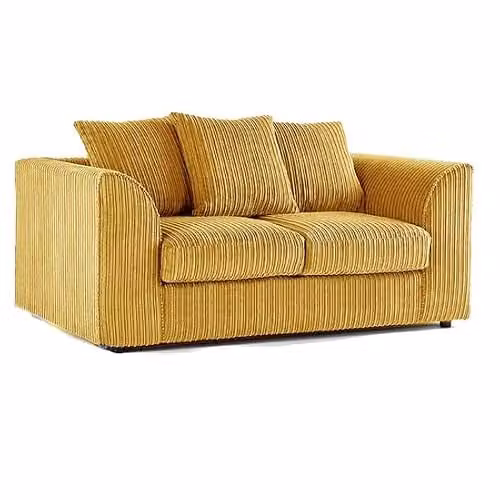 SOFASELECTION UK 2 Seater Jumbo Cord Fabric Sofa in Yellow with Scatter Back Cushions, W/D/H: 155 x 87 x 75 cm