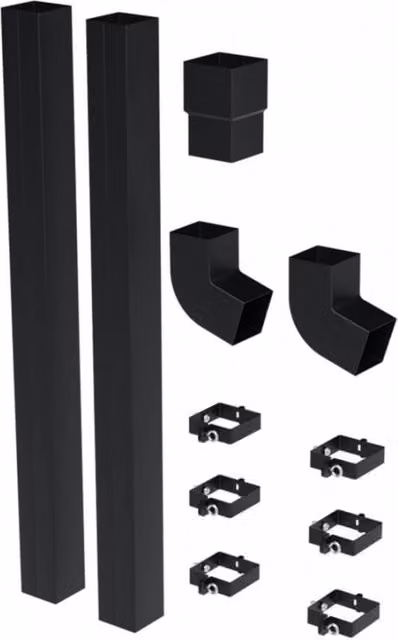 Galeco Square Steel Offset Downpipe Kit in Black, 80mm Diameter