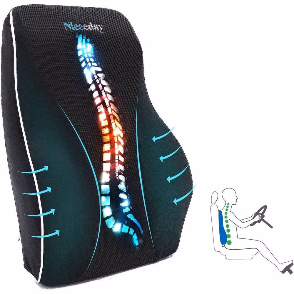 SPETLEK Black Memory Foam Lumbar Back Support Cushion, W/D/H: 190 x 100 x 1 cm – 3