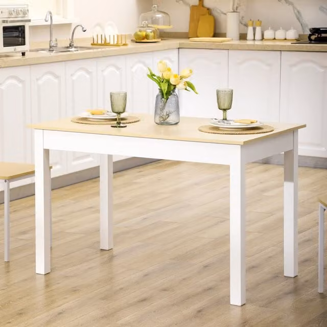 HOMCOM Modern Rectangular Dining Table in White for 4 to 6 Adults