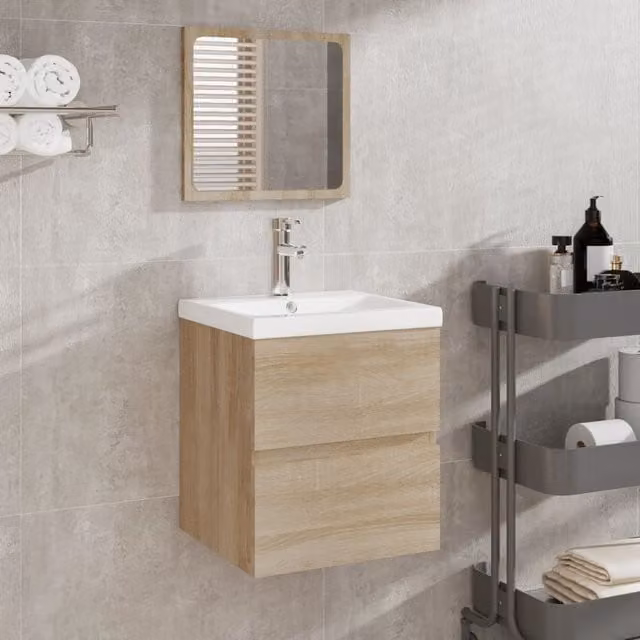 Berkfield Home Wall Mounted Bathroom Cabinet with Mirror in Sonoma Oak Brown – 1