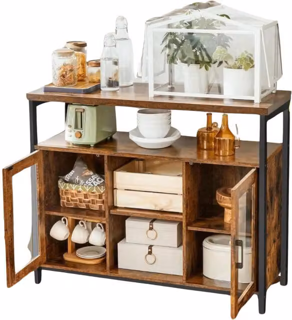 Pirlo Plush Industrial Rustic Style Kitchen Sideboard Buffet Cabinet in Brown