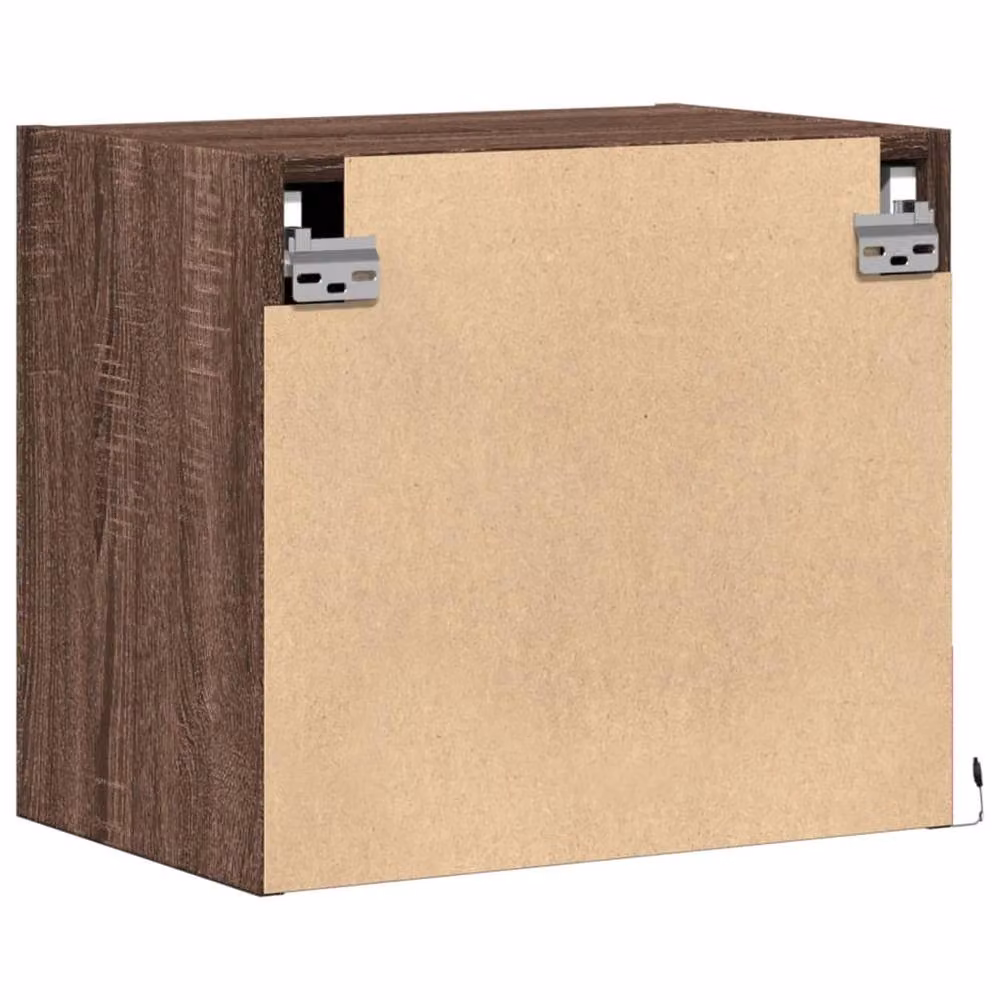 Berkfield Home Set of 2 Wall-mounted Bedside Cabinets with Integrated LED Lights in Brown Oak – 5