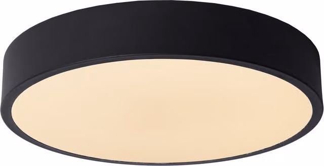 Lucide Modern Round LED Flush Ceiling Light, Black, Diameter: 30 cm