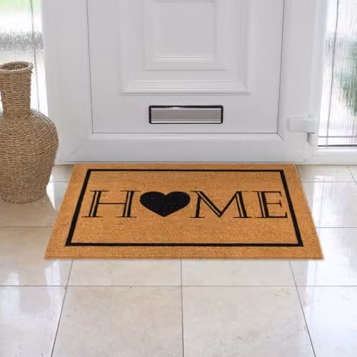 JVL Brown Coir Rectangular Entrance Doormat, W: 90 cm, D: 60 cm, H: 2 cm – 2