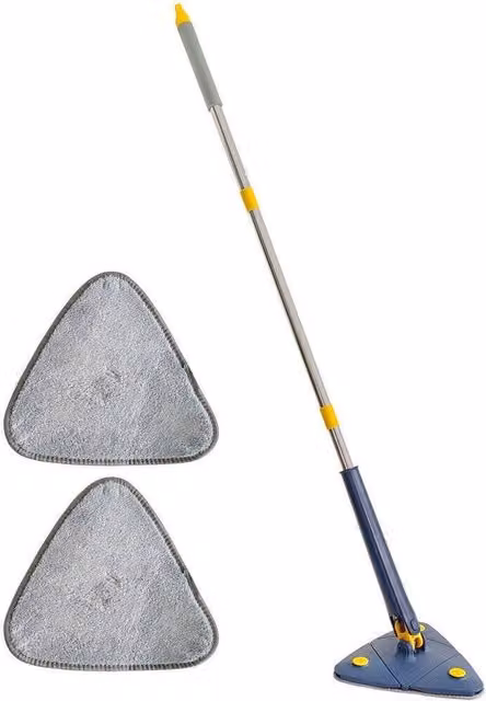 NESTLUNE 360 Degree Rotatable Triangular Microfibre Cleaning Mop in Blue, H: 100 cm, W: 15 cm