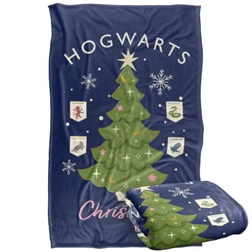 LOGOVISION Harry Potter Hogwarts Christmas Tree Super Soft Fleece Throw Blanket, Multicolour – 1