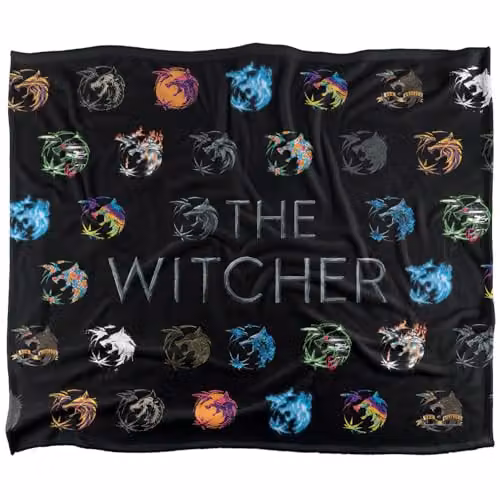 The Witcher Crest Collage Silky Touch Super Soft Fleece Throw Blanket, Multicolour, W/D: 152 x 127 cm