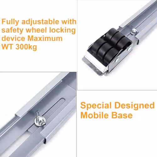 ATEK Heavy Duty Adjustable Appliance Rollers in White with Brake, 300kg Load Capacity for Moving Fridges, Washing Machines and Dryers – 6