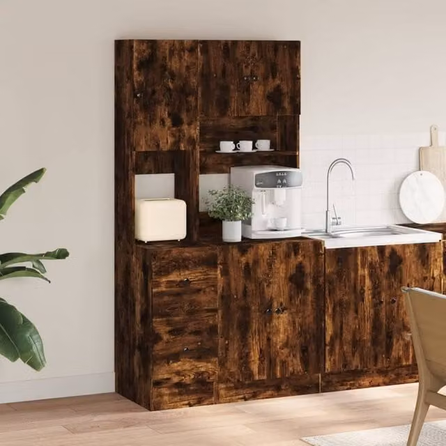 Berkfield Home Smoked Oak Kitchen Cabinet in Brown, W/D/H: 95 x 50 x 180 cm – 1