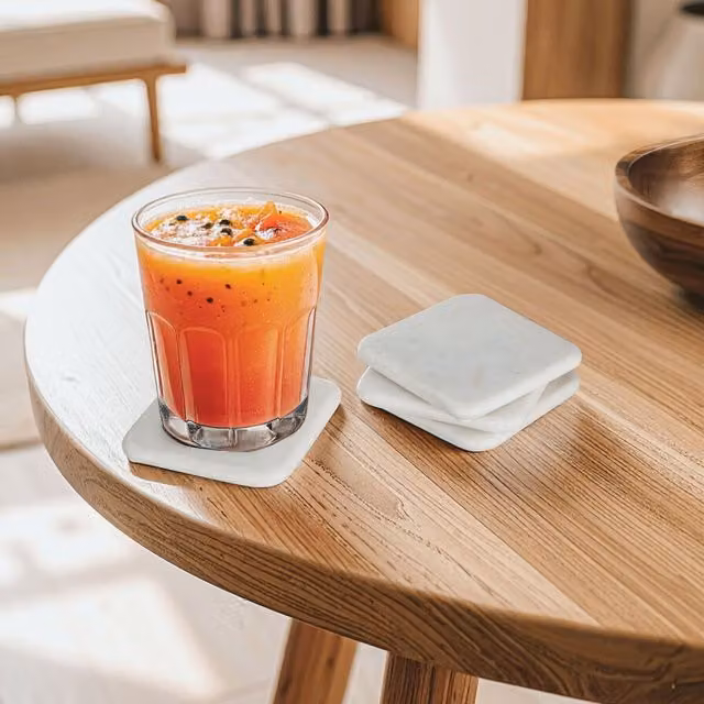 Orsina Set of 4 White Marble Square Coasters – 2