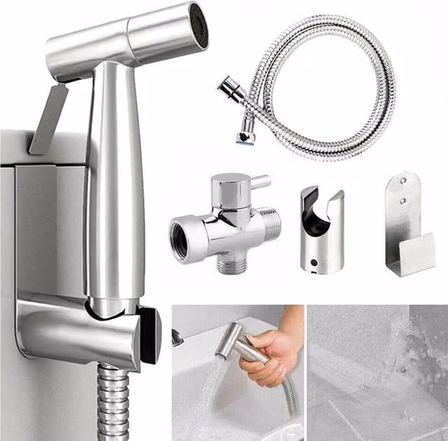 FLAVORA Luxury Handheld Bidet Spray Toilet Hygienic in Silver, W: 52 cm, H: 52 cm