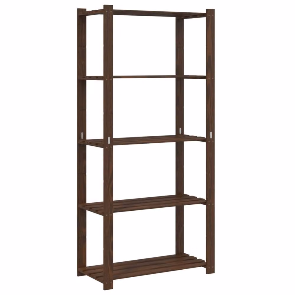 Berkfield Home Beautiful 5-Tier Solid Wood Pine Storage Rack, Brown, W/D/H: 80 x 38 x 170 cm – 3