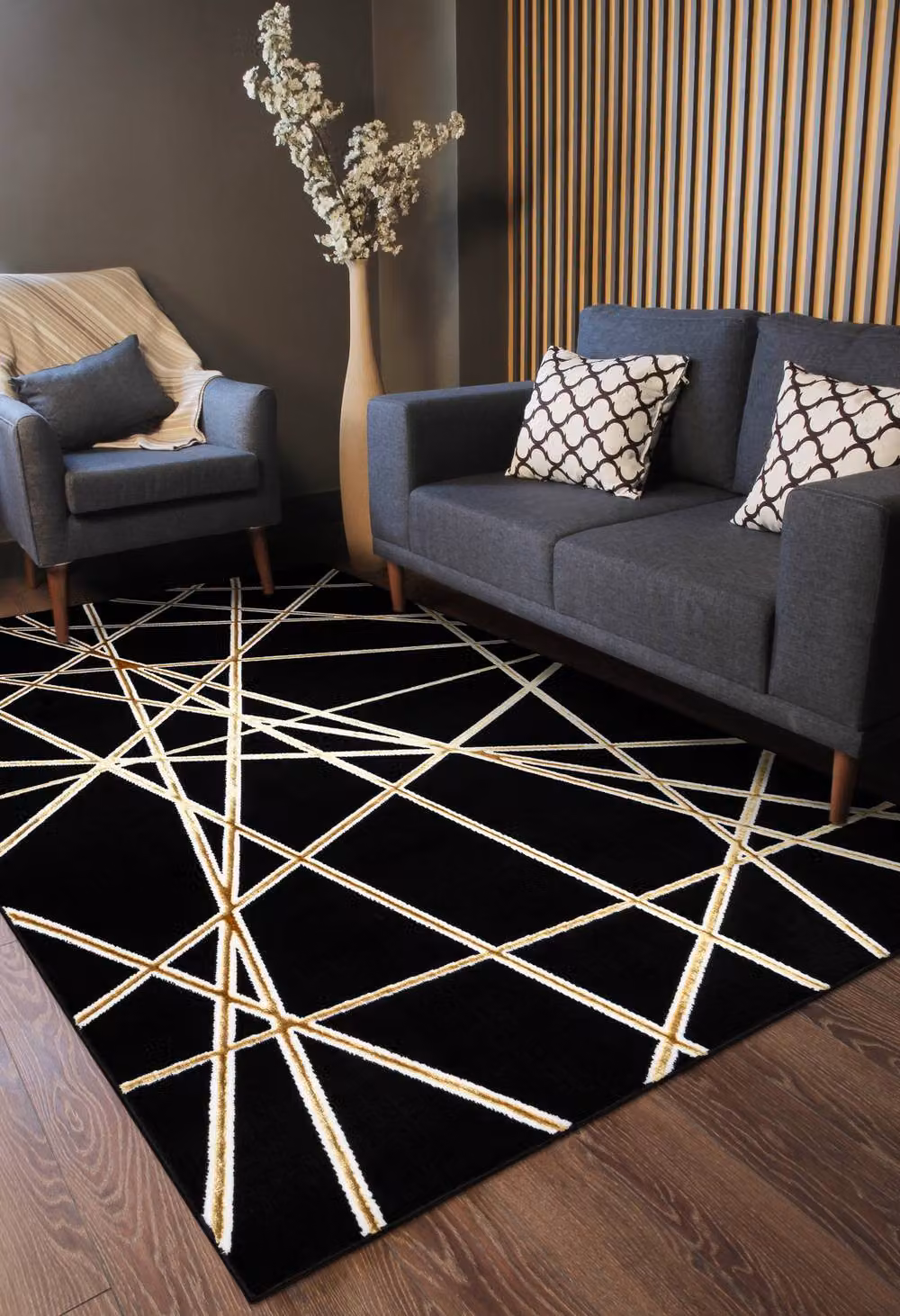 RugsX Allure Geometric Modern Rug in Black, W: 140 cm, L: 190 cm – 5