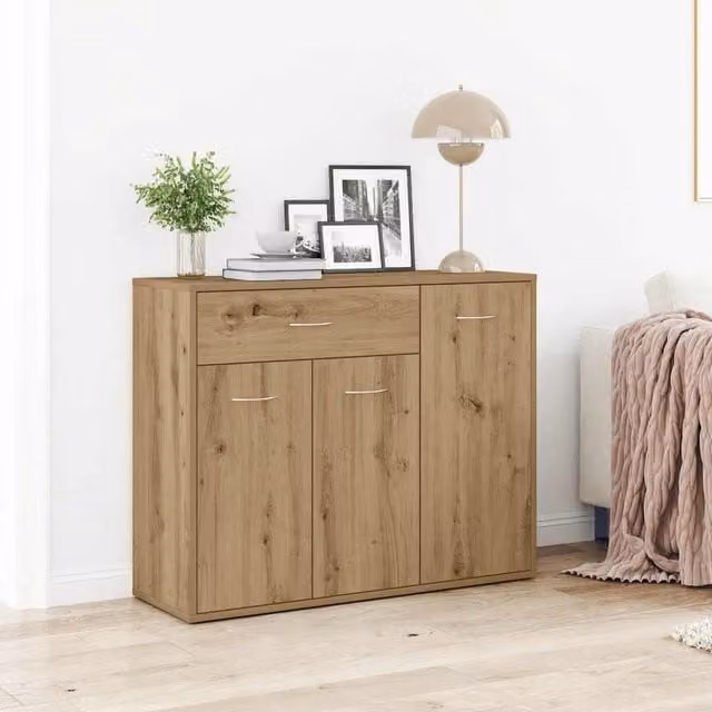 Berkfield Home Artisan Oak Sideboard in Brown, W/D/H: 88 x 30 x 70 cm – 1