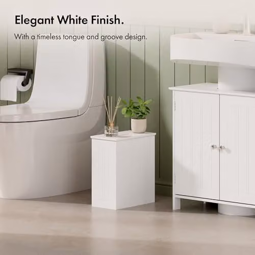 VonHaus Holbrook Shaker Style Bathroom Storage Box with Lid, White, W/D/H: 35 x 30 x 15 cm – 2