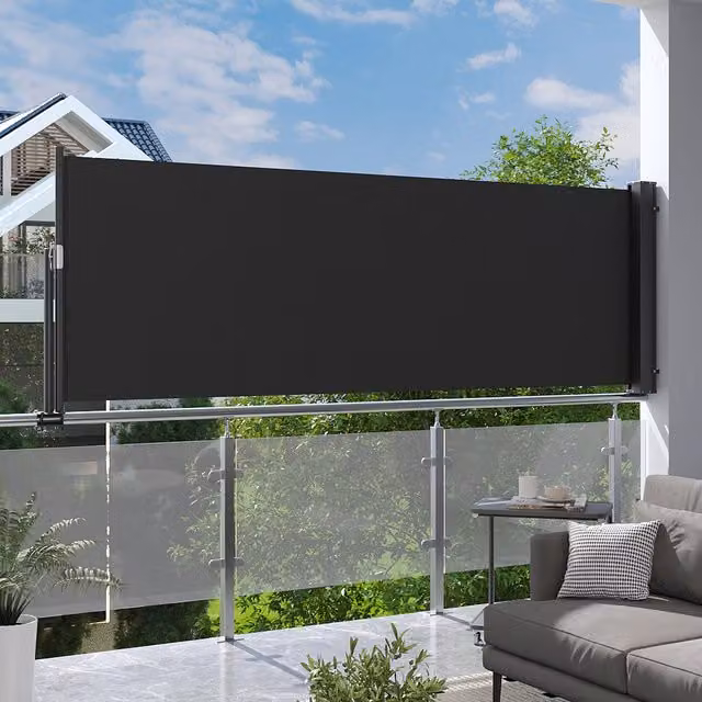 Breeins Retractable Single Side Awning for Patio Railing in Grey Anthracite, Width: 100 cm